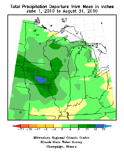 Total Precip Departure Jun-Aug 2010