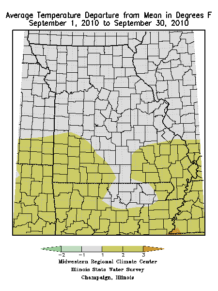 Average Temp Departure Sept. 1, 2010 - Sept. 30, 2010