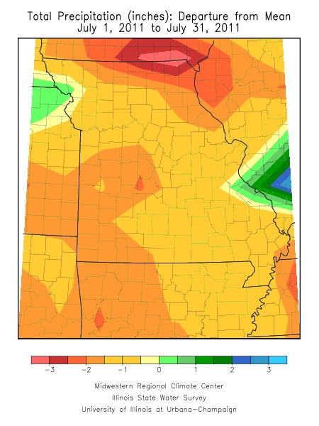 Total Precipitation Departure from Mean July 1, 2011 - July 31, 2011