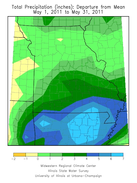 Total Precipitation Departure from Mean May 1, 2011 - May 31, 2011