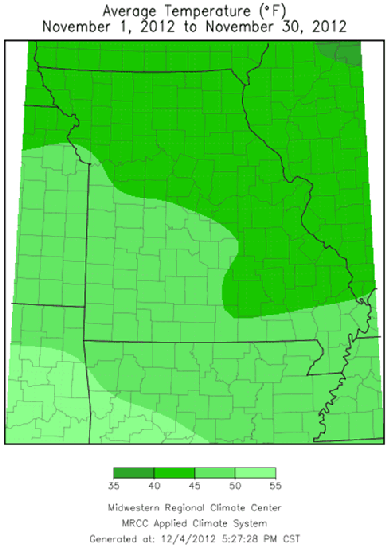 Average Temperature (F), November 2012