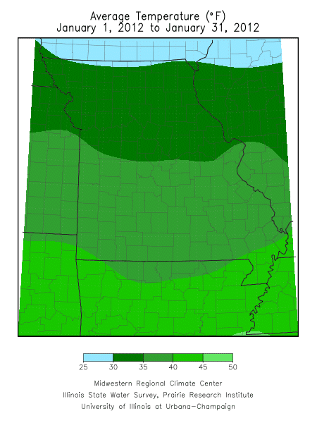 Average Temperature January 1, 2012 - January 31, 2012