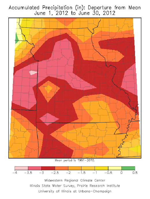 Total Precipitation Departure from Mean June 1, 2012 - June 30, 2012