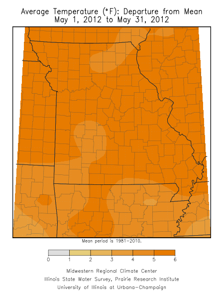 Average Temperature Departure from Mean May 1, 2012 - May 31, 2012