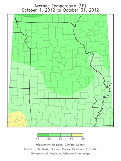 Average Temperature, October 2012