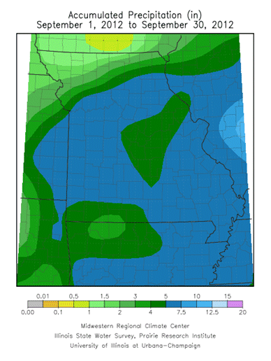 Accumulated Precipitation (in), September 2012