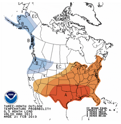 2013 Spring Temperature Outlook, Mar-Apr-May