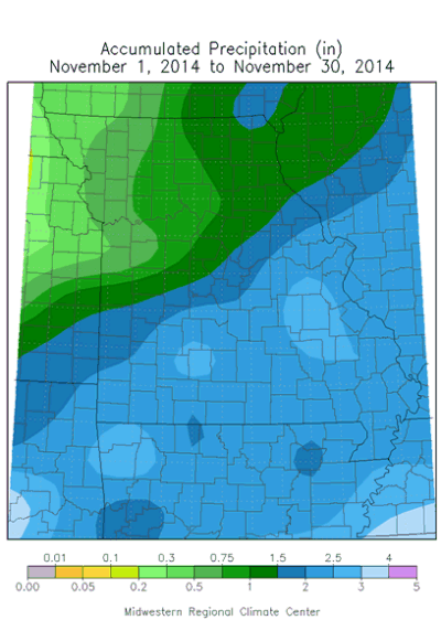 Accumulated Precipitation (in): November 1, 2014 - November 30, 2014