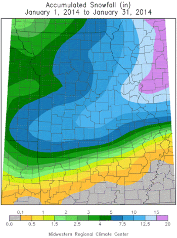 Accumulated Snowfall (in) January 1, 2014 - January 31, 2014