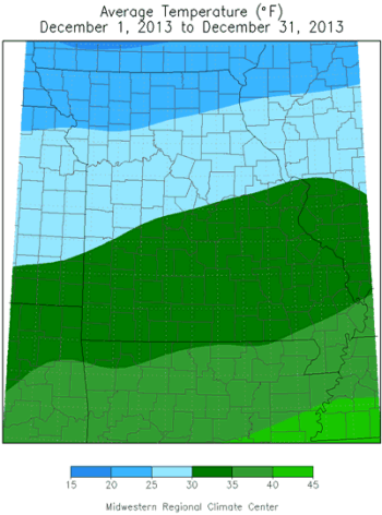 Average Temperature (°F): December 1, 2013 to December 31, 2013