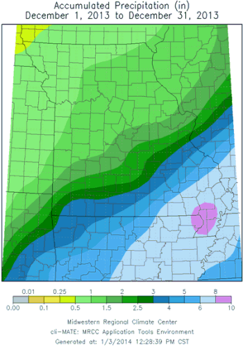 Accumulated Preciptation (in): December 1, 2013 to December 31, 2013