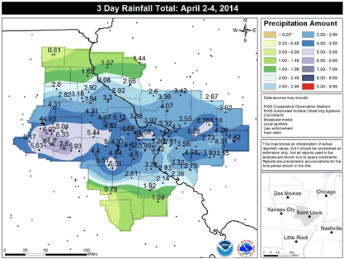 48 hr rainfall totals map missouri