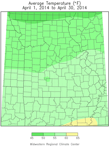 Average Temperature (F), April 1, 2014 to April 30, 2014