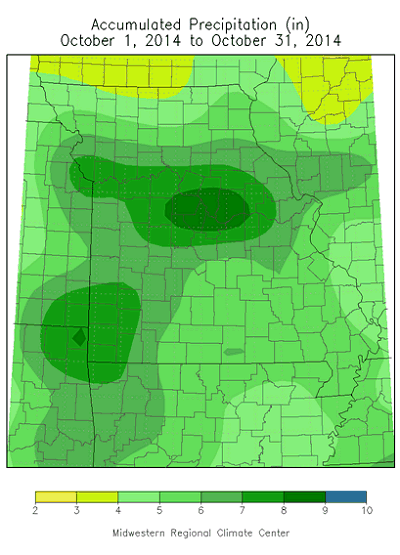 Accumulated Precipitation (in): October 1, 2014 - October 31, 2014