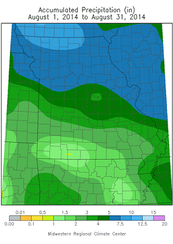 Accumulated Precipitation (in): August 1, 2014 to August 31, 2014