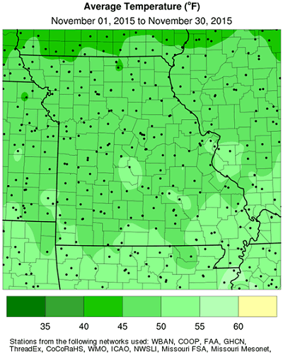 Average Temperature (F) November 1, 2015 to November 30, 2015