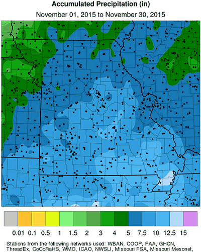 Accumulated Precipitation (in) November 1, 2015 to November 30, 2015