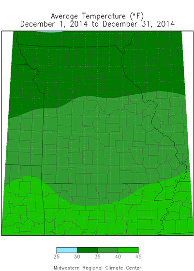 Average Temperature (°F): December 1, 2014 - December 31, 2014