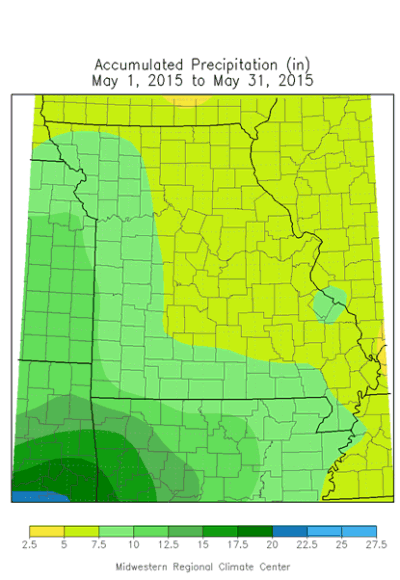 Accumulated Precipitation (in), May 1, 2015 - May 31, 2015