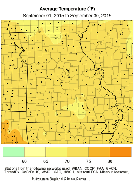 Average Temperature (F) September 1, 2015 to September 30, 2015