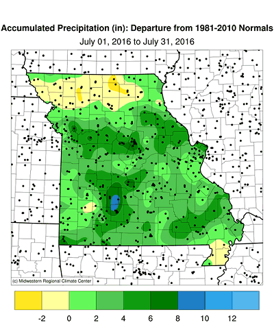 Accumulated Precipitation (in): Departure from 1981-2010 Normals July 01, 2016 to July 31, 2016