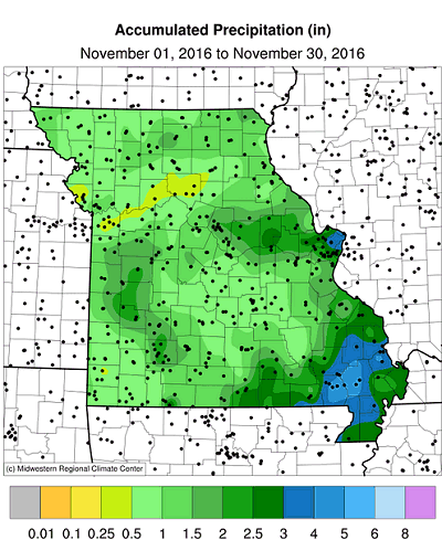 Accumulated Precipitation (in): November 01, 2016 to November 30, 2016