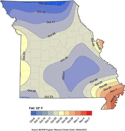 Median Date for Fall Temperature ≤ 32°F