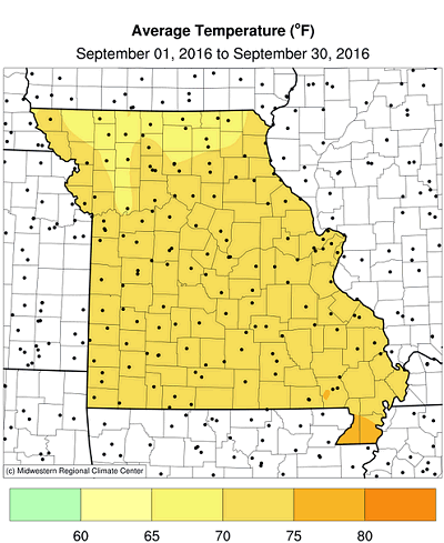 Average Temperature (°F): September 01, 2016 to September 30, 2016