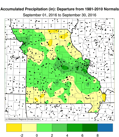 Accumulated Precipitation (in): Departure from 1981-2010 Normals September 01, 2016 to September 30, 2016