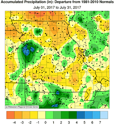 Accumulated Precipitation (in): Departure from 1981-2010 Normals