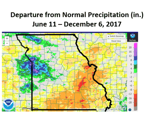 Departure from Normal Precipitation June 11-December 6, 2017