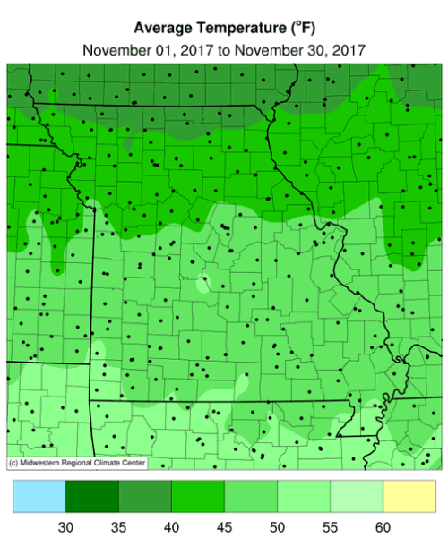 Average Temperature, Missouri