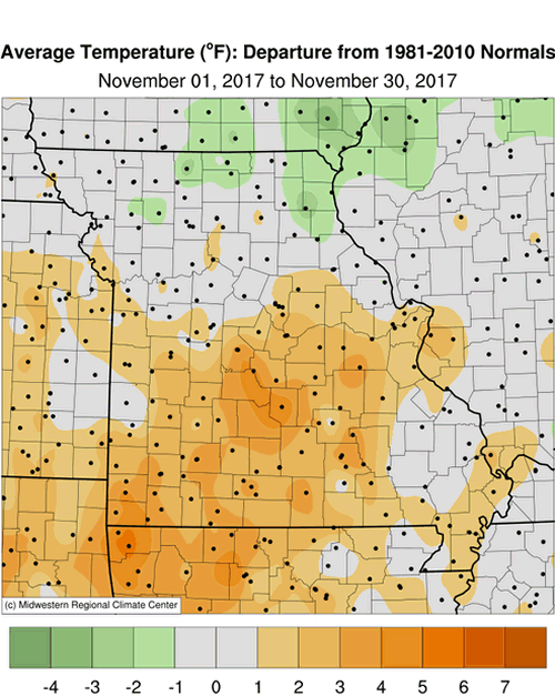 Average Temperature Departure, Missouri