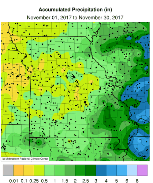 Accumulated Precip Map, Missouri