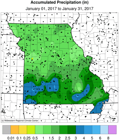 Accumulated Precipitation (in) January 01, 2017 to January 31, 2017