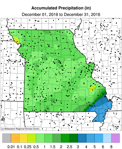 Accumulated Precipitation (in): December 01, 2016 to December 31, 2016