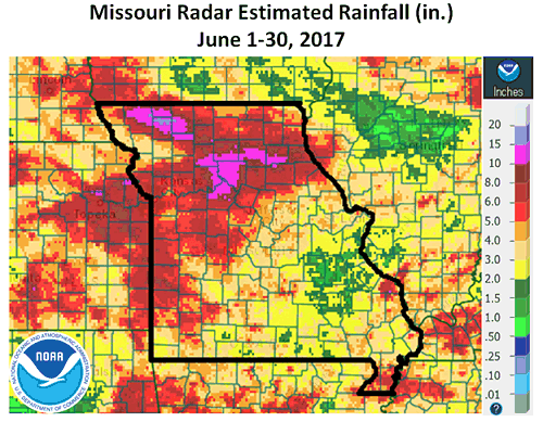 Missouri Radar Estimated Rainfall(in.)