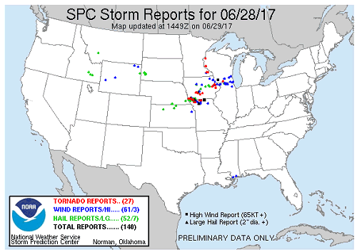 SPC Storm Reports for 06/28/17