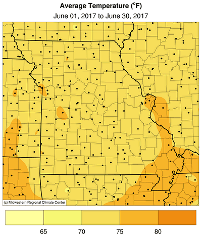 Average Temperature(F) June 01, 2017 to June 30, 2017