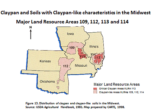 Claypan and Soils with Claypan-like characteristics in the Midwest