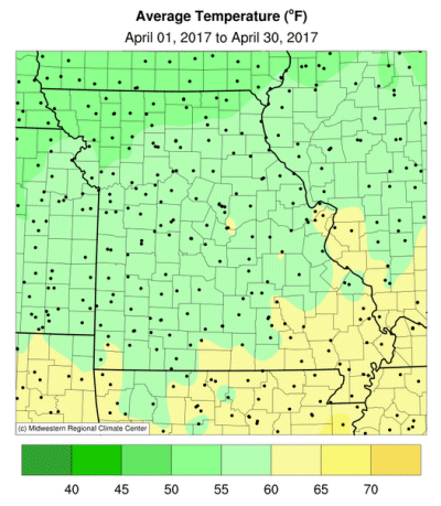 Average Temperature (°F) April 01, 2017 to April 30, 2017