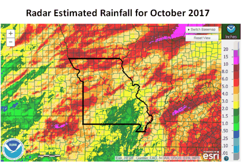 Radar Estimated Rainfall for October 2017