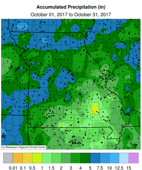 Accumulated Precip Map, Missouri