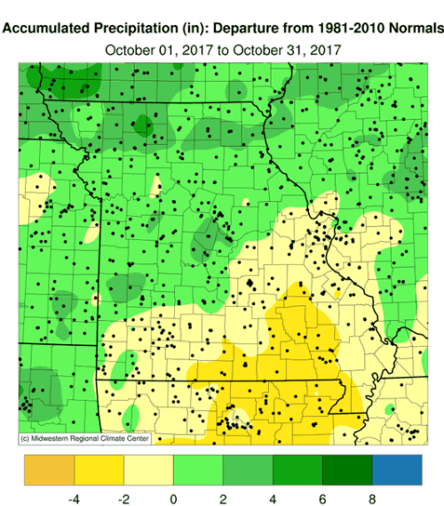 Accumulated Precip Map Departure, Missouri