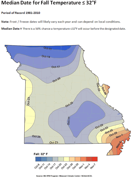 Median Date for First Fall Freeze