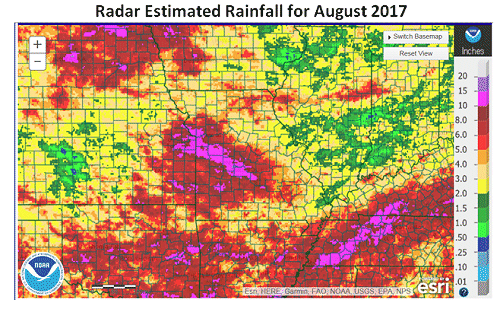 Radar Estimated Rainfall for August 2017