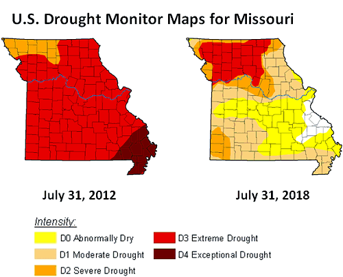 U.S. Drought Monitor Maps for Missouri