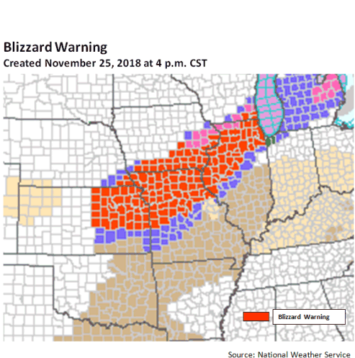 Blizzard Warning Map