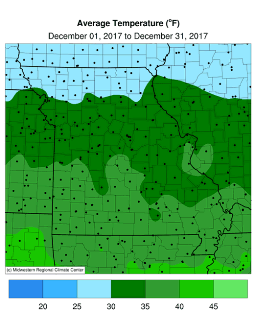 Average Temperature, Missouri