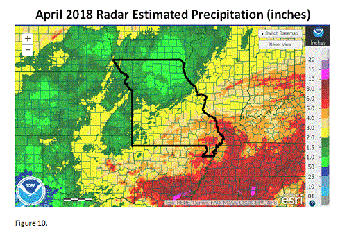 April 2018 Radar Estimated Precipitation (inches)